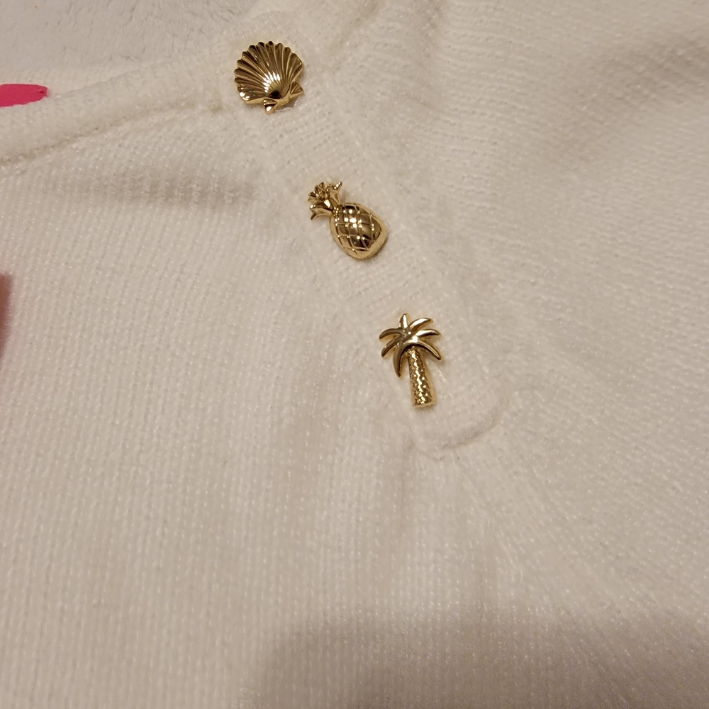 Lilly Pulitzer White Sweater Top with Gold Accent